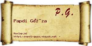 Papdi Géza névjegykártya